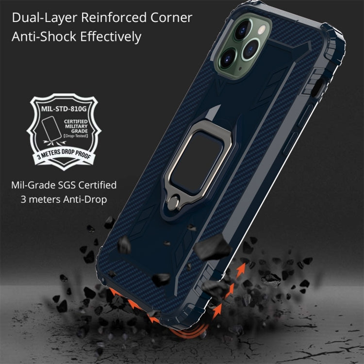 For iPhone 11 Pro Max Carbon Fiber Protective Case with 360 Degree Rotating Ring Holder