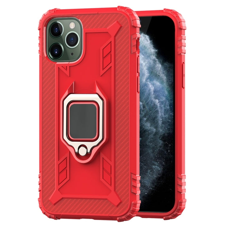 For iPhone 11 Pro Max Carbon Fiber Protective Case with 360 Degree Rotating Ring Holder