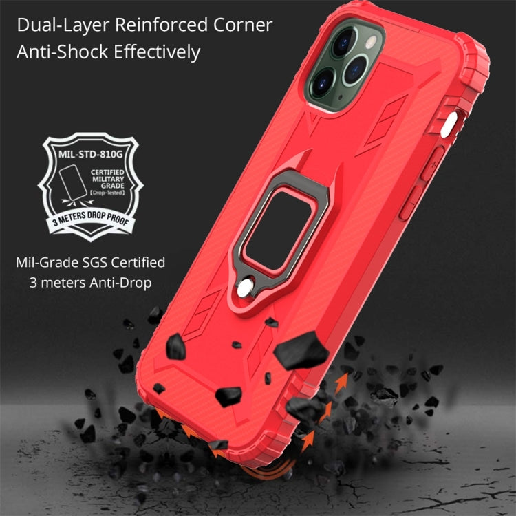 For iPhone 11 Pro Max Carbon Fiber Protective Case with 360 Degree Rotating Ring Holder