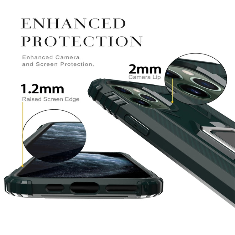 For iPhone 11 Pro Max Carbon Fiber Protective Case with 360 Degree Rotating Ring Holder