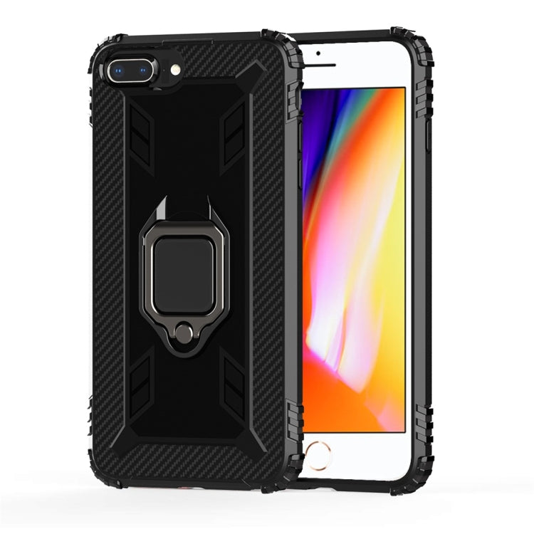 For iPhone 6 / 7 / 8 Carbon Fiber Protective Case with 360 Degree Rotating Ring Holder