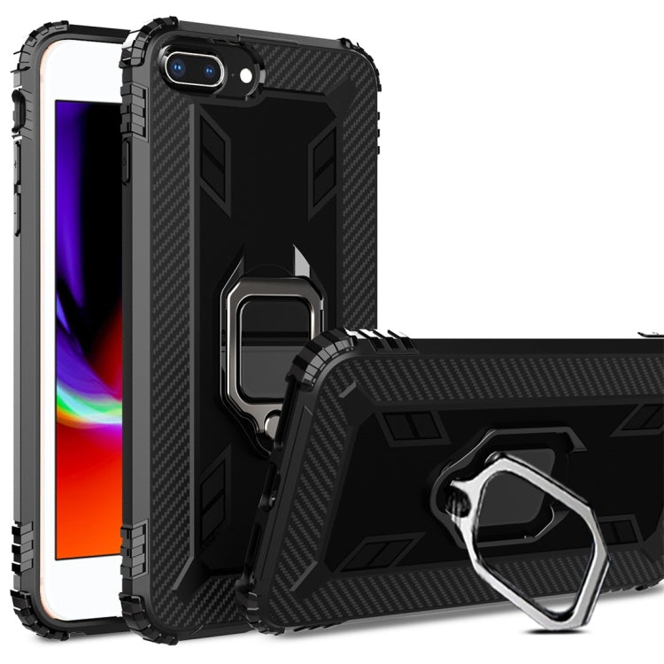 For iPhone 6 / 7 / 8 Carbon Fiber Protective Case with 360 Degree Rotating Ring Holder