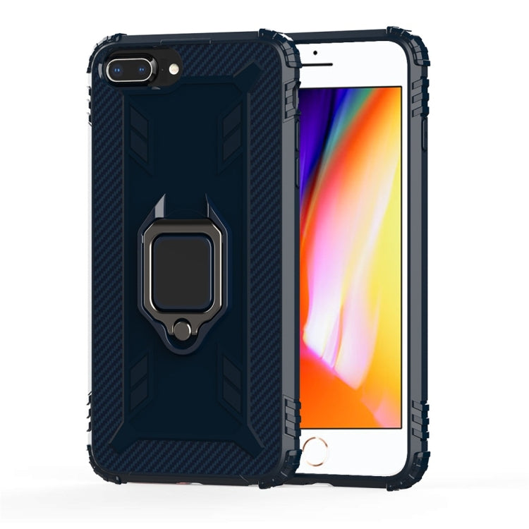 For iPhone 6 / 7 / 8 Carbon Fiber Protective Case with 360 Degree Rotating Ring Holder