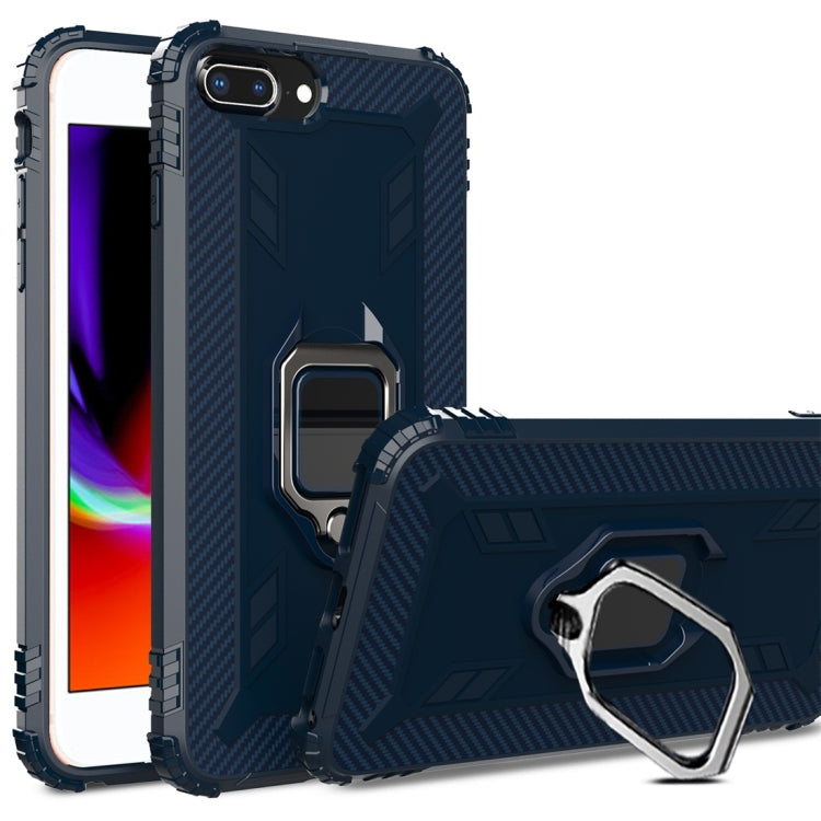 For iPhone 6 / 7 / 8 Carbon Fiber Protective Case with 360 Degree Rotating Ring Holder