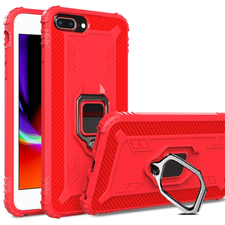For iPhone 6 / 7 / 8 Carbon Fiber Protective Case with 360 Degree Rotating Ring Holder