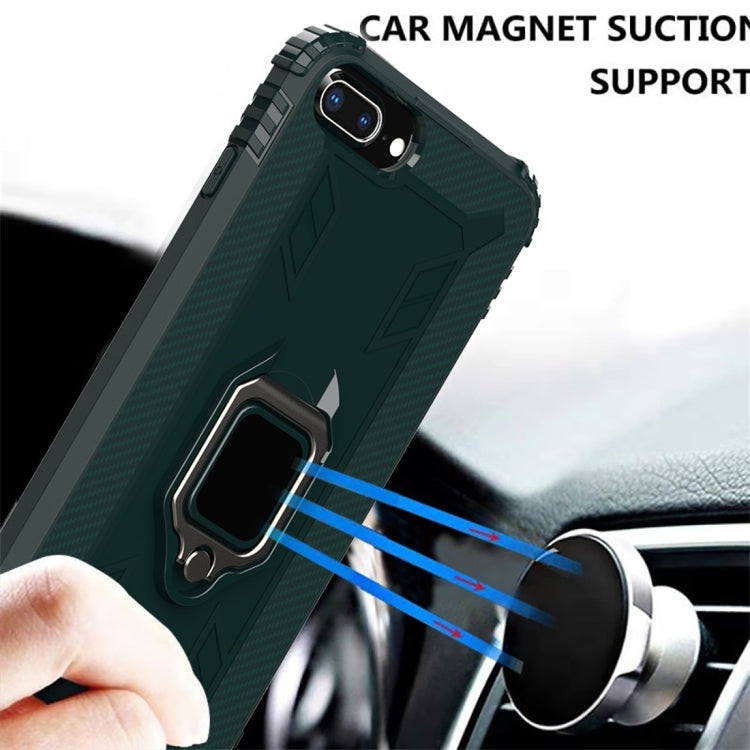 For iPhone 6 / 7 / 8 Carbon Fiber Protective Case with 360 Degree Rotating Ring Holder