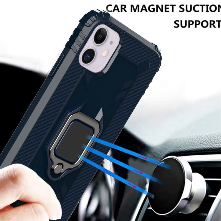 For iPhone 11 Carbon Fiber Protective Case with 360 Degree Rotating Ring Holder
