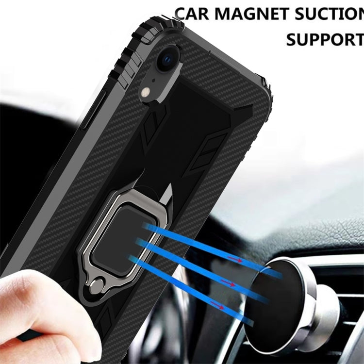 For iPhone X / XS Carbon Fiber Protective Case with 360 Degree Rotating Ring Holder