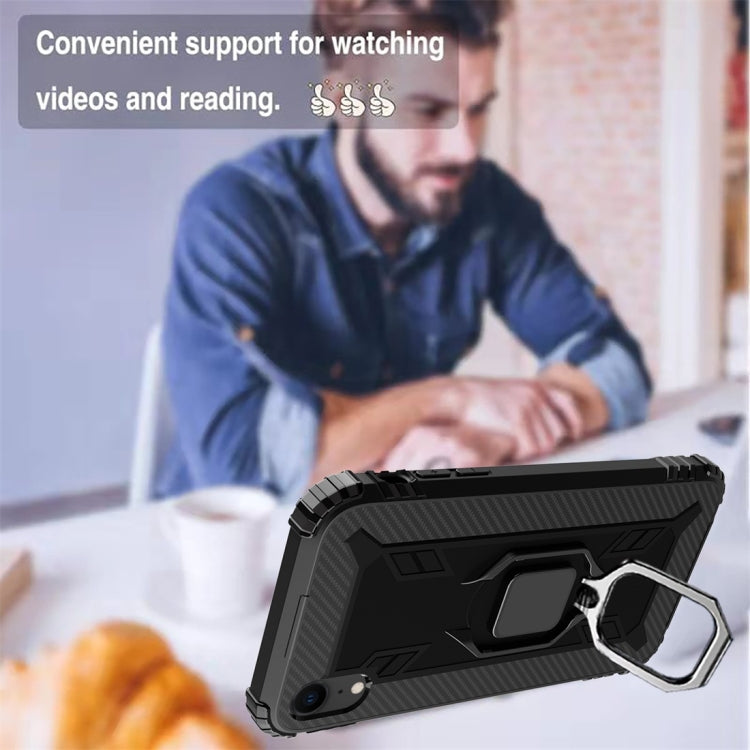 For iPhone X / XS Carbon Fiber Protective Case with 360 Degree Rotating Ring Holder
