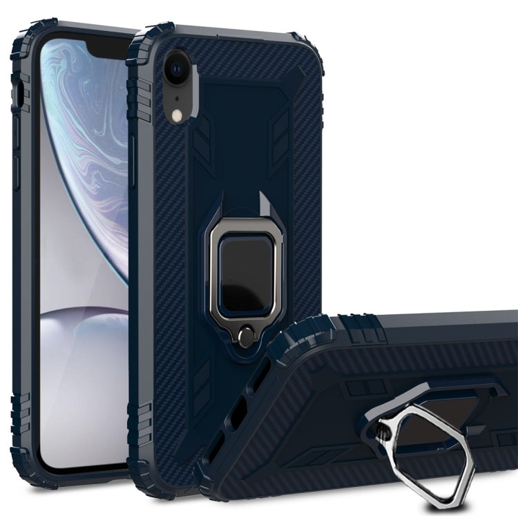 For iPhone X / XS Carbon Fiber Protective Case with 360 Degree Rotating Ring Holder