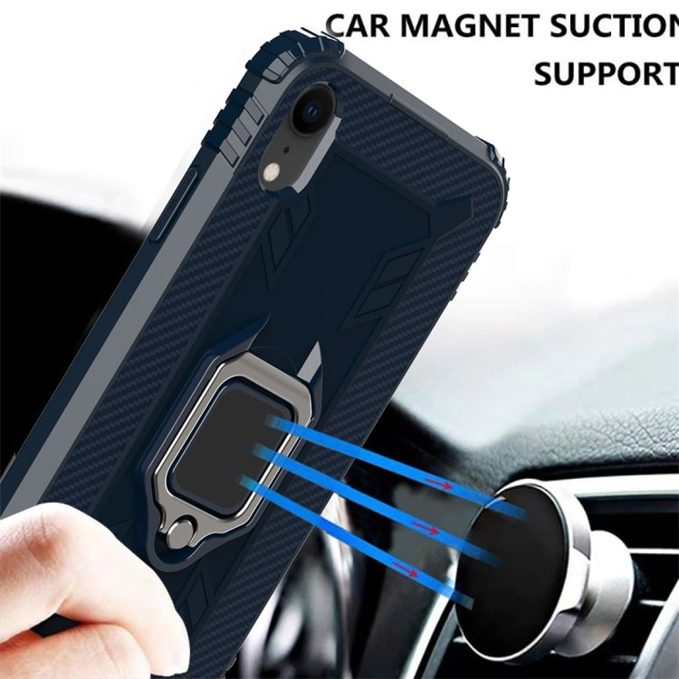For iPhone X / XS Carbon Fiber Protective Case with 360 Degree Rotating Ring Holder