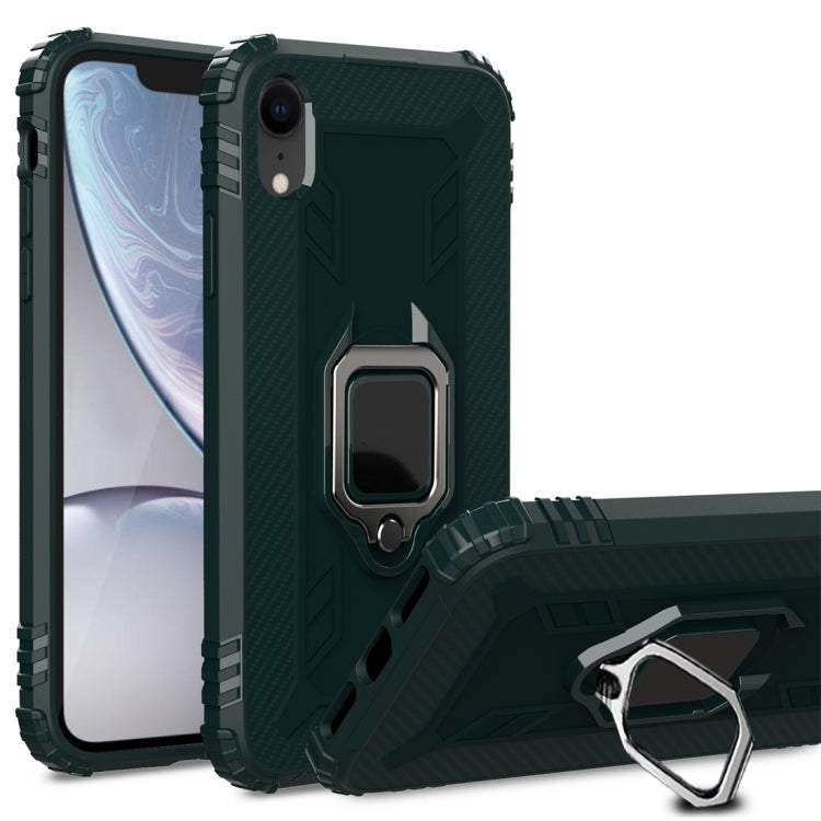 For iPhone X / XS Carbon Fiber Protective Case with 360 Degree Rotating Ring Holder