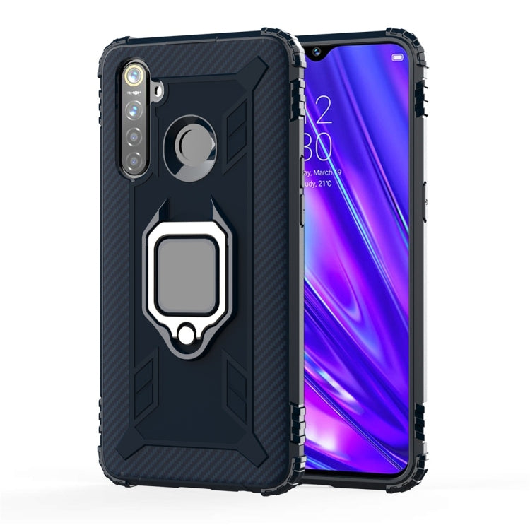 For OPPO Realme 5 Pro Carbon Fiber Protective Case with 360 Degree Rotating Ring Holder