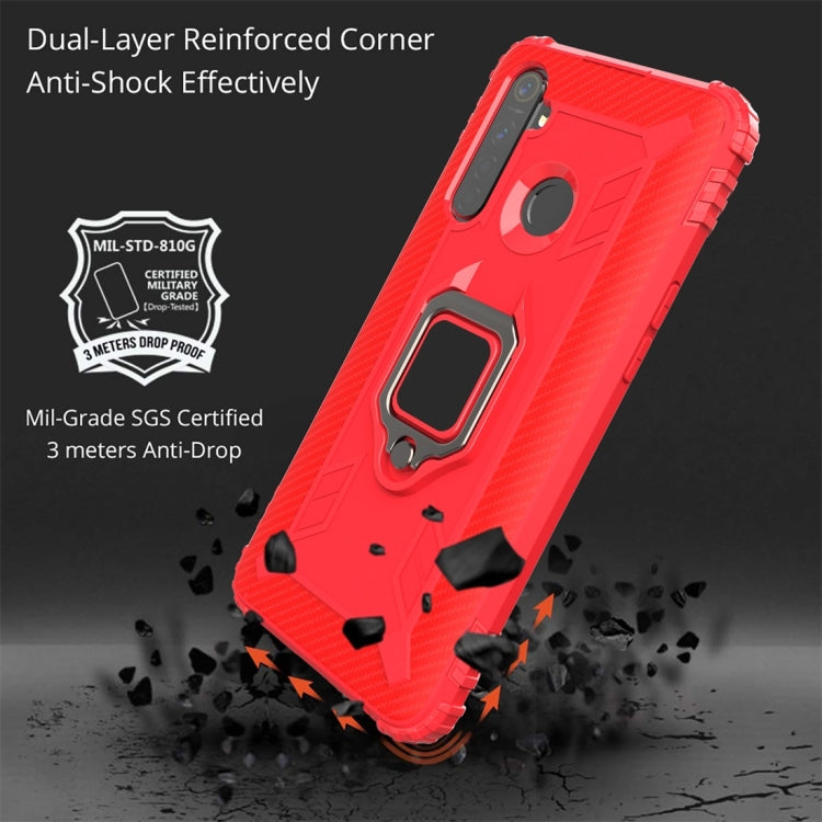 For OPPO Realme 5 Pro Carbon Fiber Protective Case with 360 Degree Rotating Ring Holder