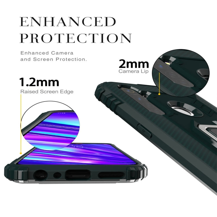 For OPPO Realme 5 Pro Carbon Fiber Protective Case with 360 Degree Rotating Ring Holder