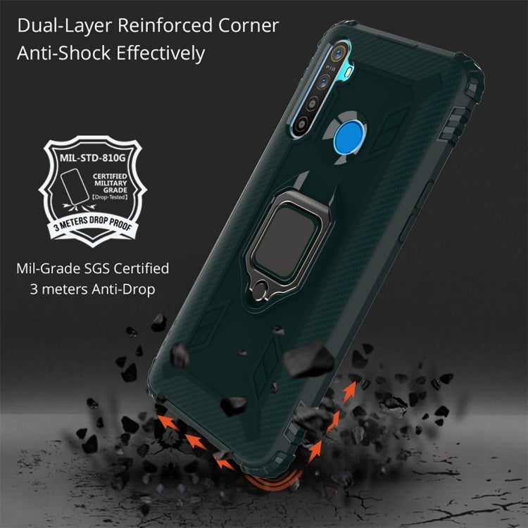 For OPPO Realme 5 Carbon Fiber Protective Case with 360 Degree Rotating Ring Holder