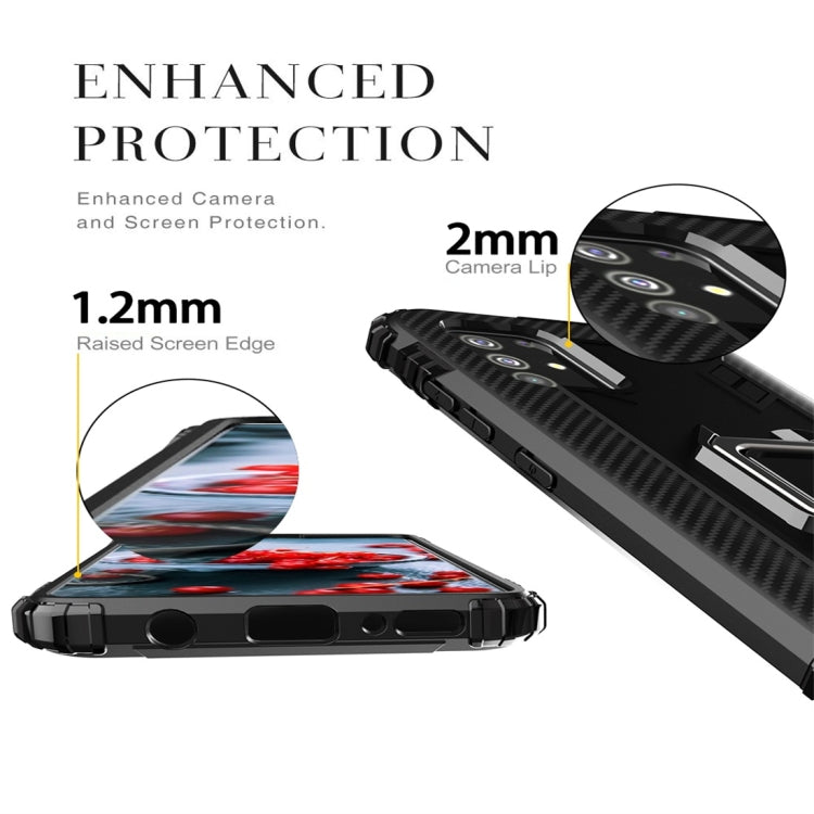 For Galaxy A71 Carbon Fiber Protective Case with 360 Degree Rotating Ring Holder