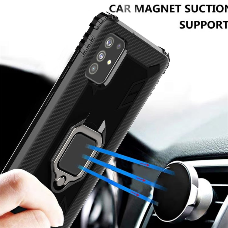 For Galaxy A71 Carbon Fiber Protective Case with 360 Degree Rotating Ring Holder