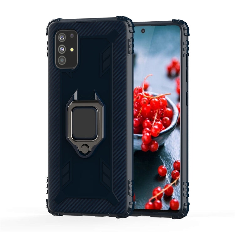 For Galaxy A71 Carbon Fiber Protective Case with 360 Degree Rotating Ring Holder
