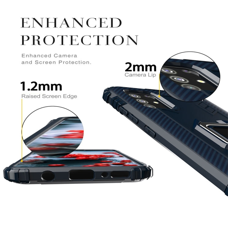 For Galaxy A71 Carbon Fiber Protective Case with 360 Degree Rotating Ring Holder