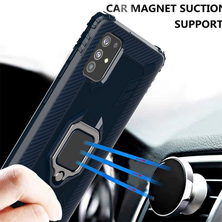 For Galaxy A71 Carbon Fiber Protective Case with 360 Degree Rotating Ring Holder