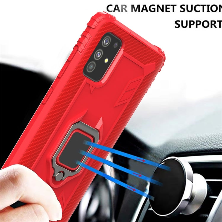 For Galaxy A71 Carbon Fiber Protective Case with 360 Degree Rotating Ring Holder