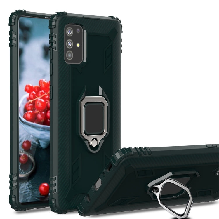 For Galaxy A71 Carbon Fiber Protective Case with 360 Degree Rotating Ring Holder