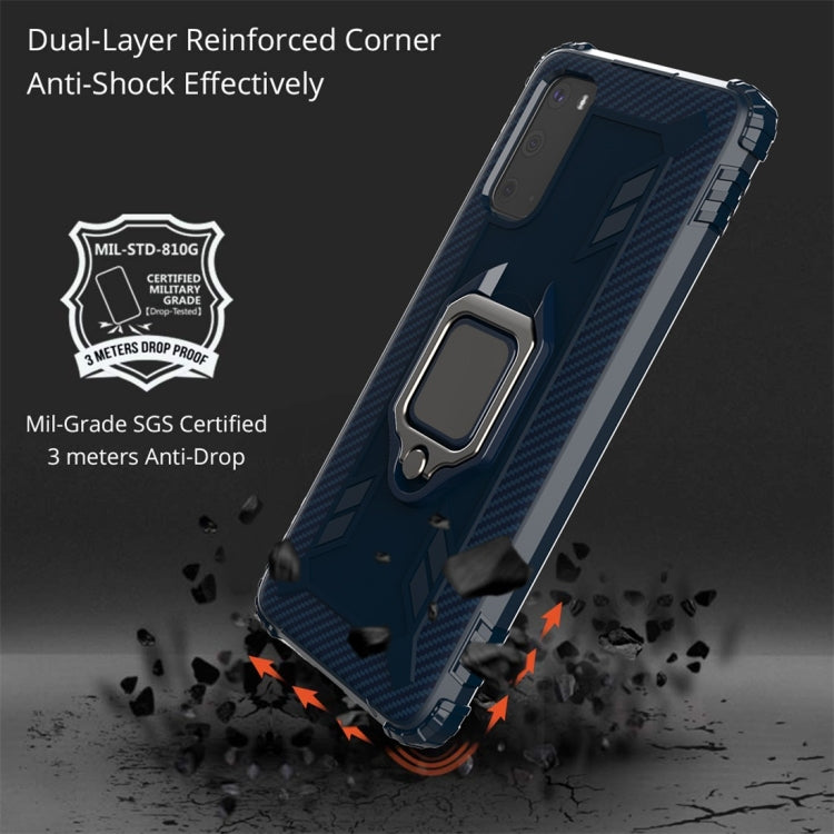 For Galaxy S20+ Carbon Fiber Protective Case with 360 Degree Rotating Ring Holder
