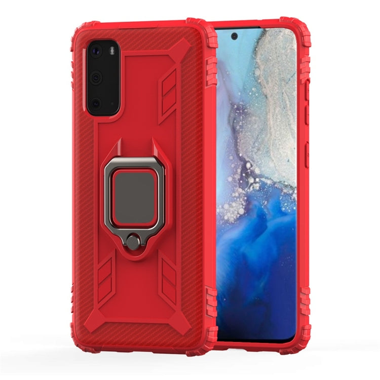 For Galaxy S20+ Carbon Fiber Protective Case with 360 Degree Rotating Ring Holder