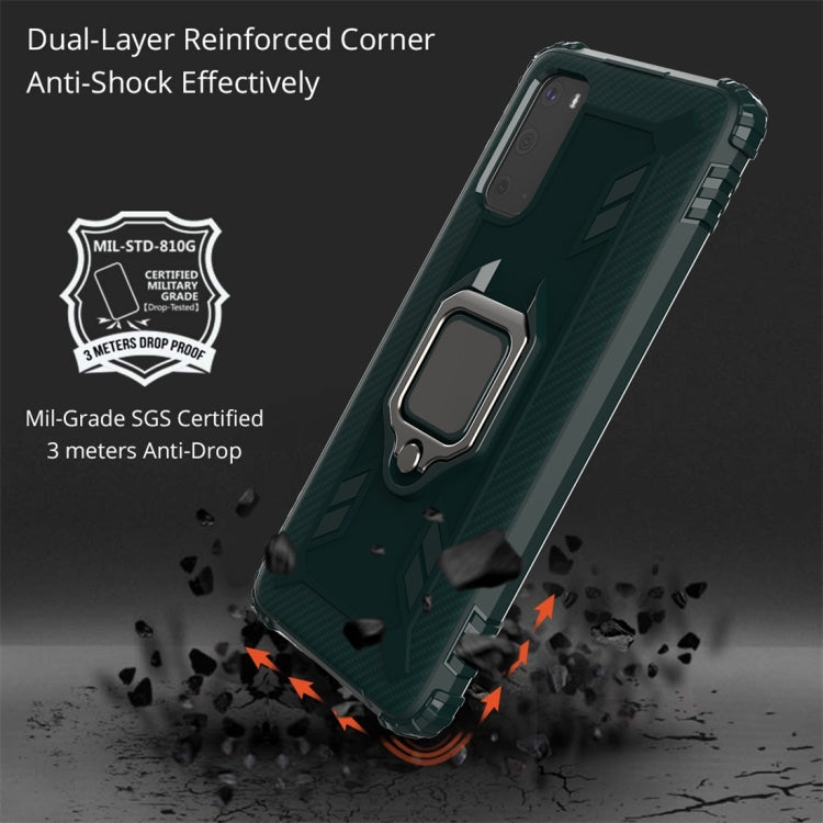 For Galaxy S20+ Carbon Fiber Protective Case with 360 Degree Rotating Ring Holder