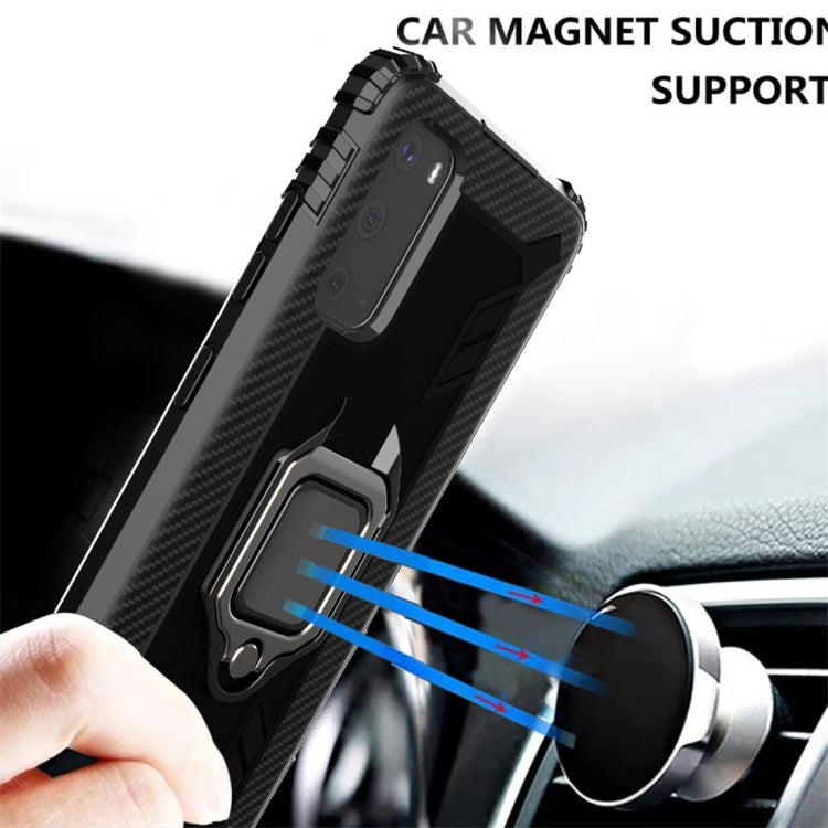 For Galaxy S20 Carbon Fiber Protective Case with 360 Degree Rotating Ring Holder