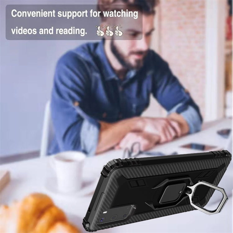 For Galaxy S20 Carbon Fiber Protective Case with 360 Degree Rotating Ring Holder
