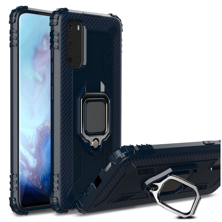 For Galaxy S20 Carbon Fiber Protective Case with 360 Degree Rotating Ring Holder
