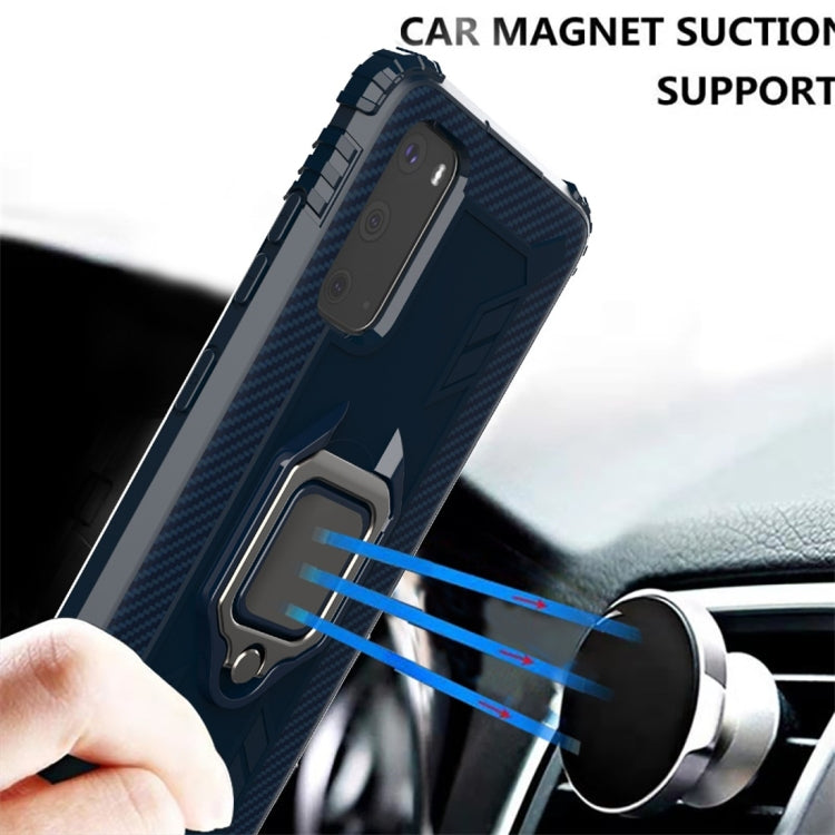 For Galaxy S20 Carbon Fiber Protective Case with 360 Degree Rotating Ring Holder