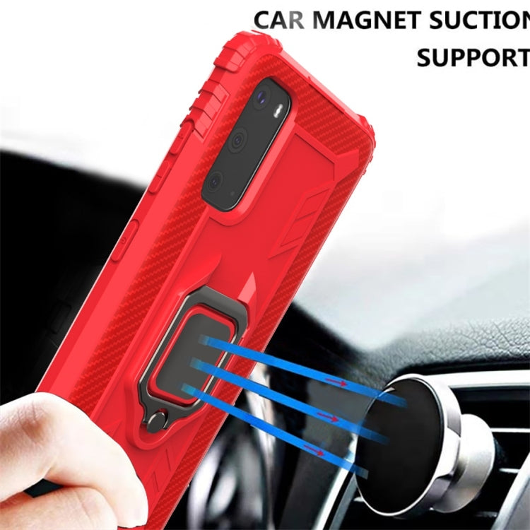 For Galaxy S20 Carbon Fiber Protective Case with 360 Degree Rotating Ring Holder