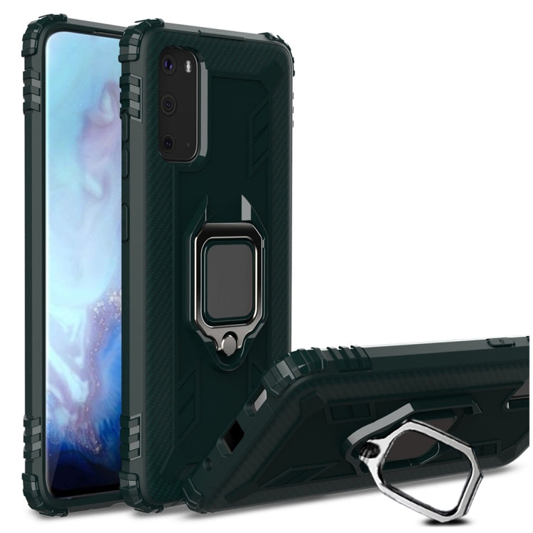 For Galaxy S20 Carbon Fiber Protective Case with 360 Degree Rotating Ring Holder