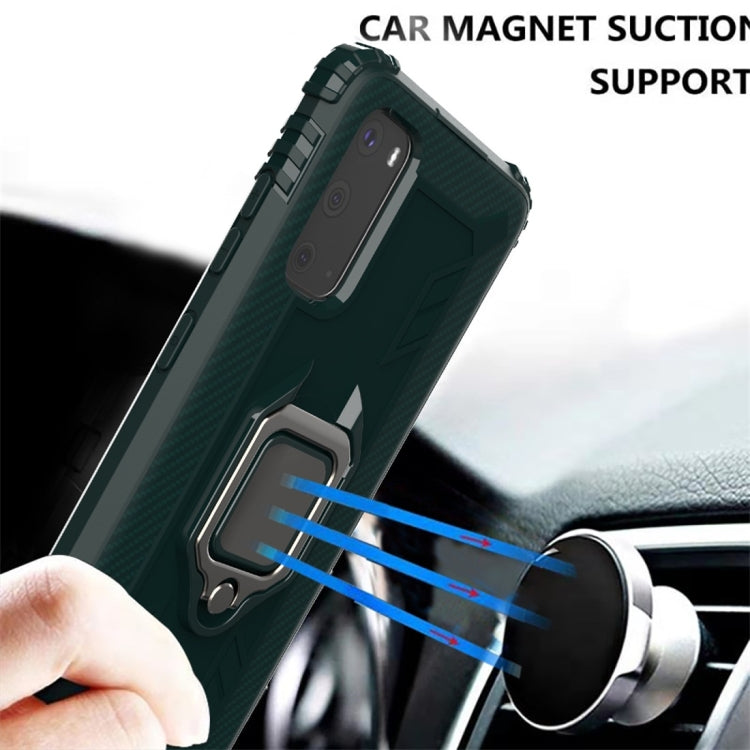 For Galaxy S20 Carbon Fiber Protective Case with 360 Degree Rotating Ring Holder