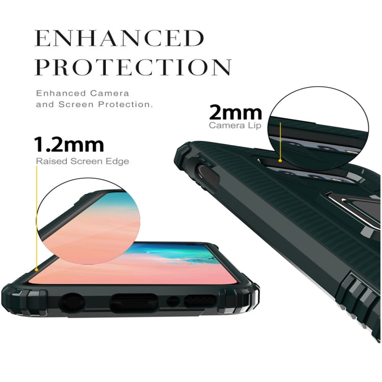 For Galaxy S10e Carbon Fiber Protective Case with 360 Degree Rotating Ring Holder