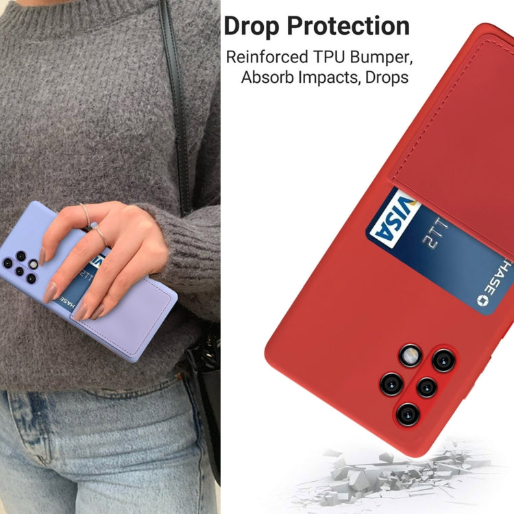 For Samsung Galaxy A32 4G Liquid Silicone Skin Feel Shockproof Phone Case with Card Slot