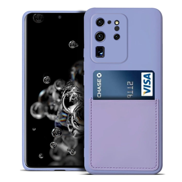 For Samsung Galaxy S20 Ultra Liquid Silicone Skin Feel Shockproof Phone Case with Card Slot