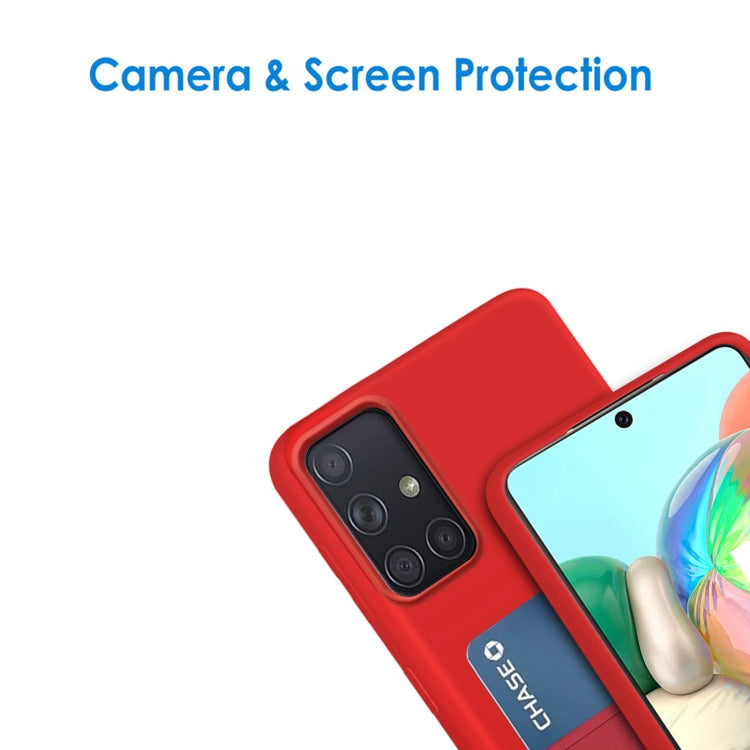 For Samsung Galaxy A71 Liquid Silicone Skin Feel Shockproof Phone Case with Card Slot