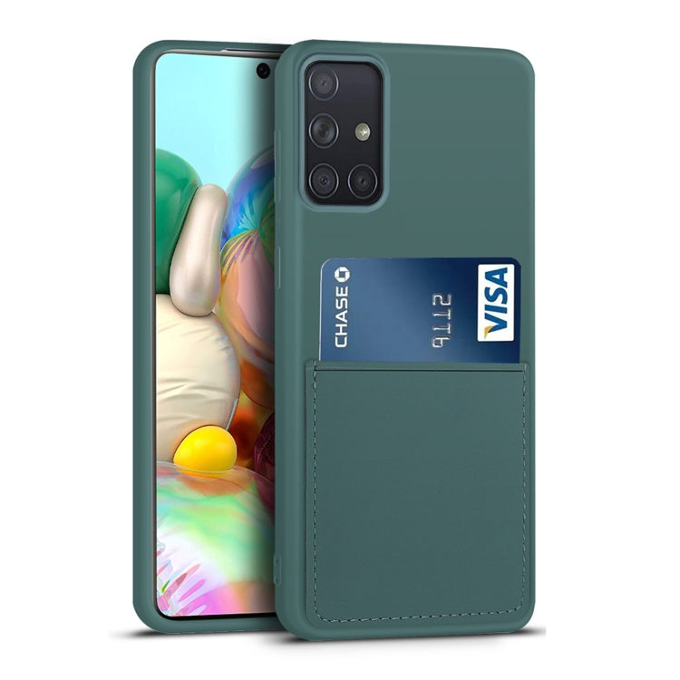 For Samsung Galaxy A71 Liquid Silicone Skin Feel Shockproof Phone Case with Card Slot