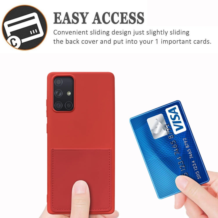 For Samsung Galaxy A71 Liquid Silicone Skin Feel Shockproof Phone Case with Card Slot