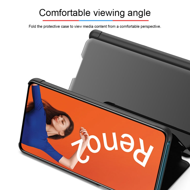 For OPPO Reno2 Z / Reno2 F Plated Mirror Horizontal Flip Leather Case with Holder