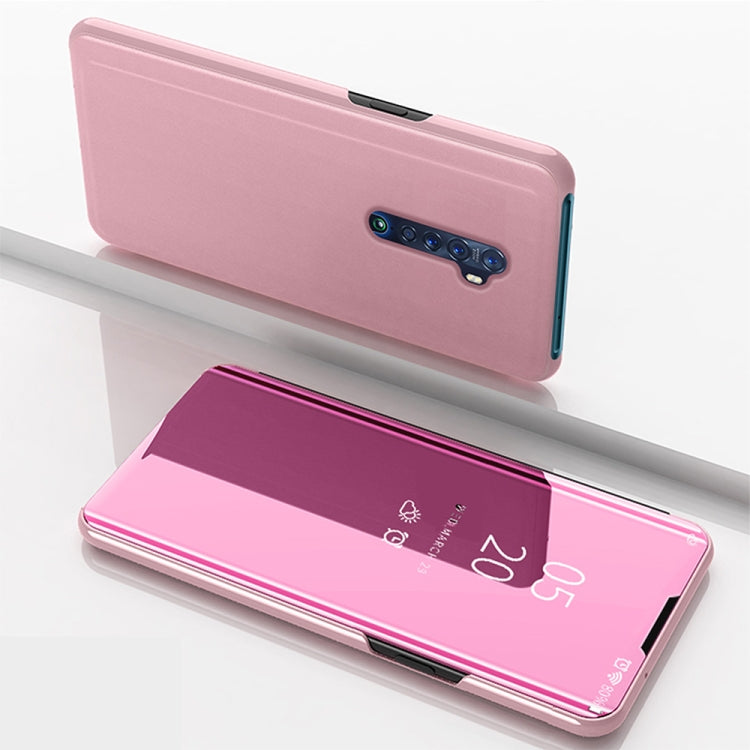 For OPPO Reno2 Z / Reno2 F Plated Mirror Horizontal Flip Leather Case with Holder