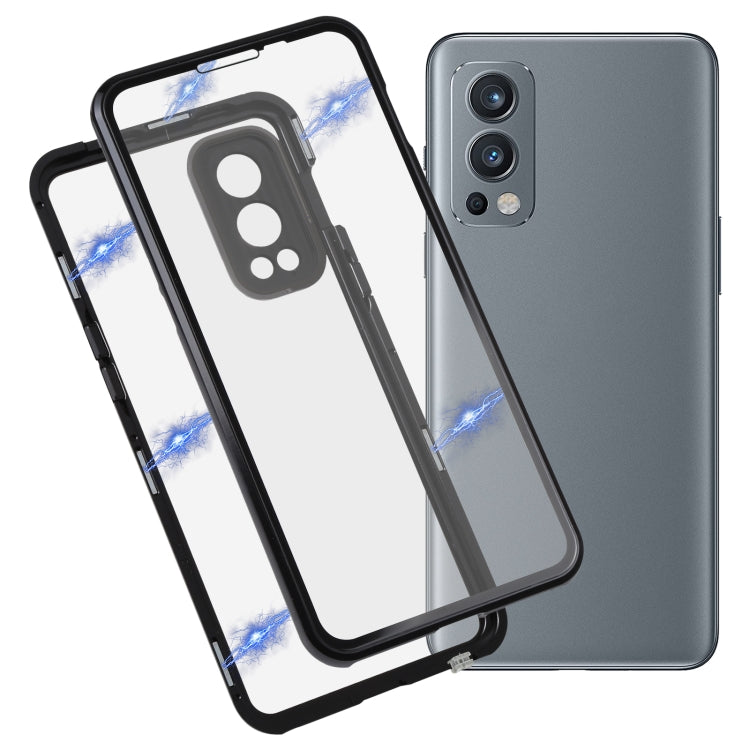 For OnePlus Nord 2 5G Full Cover Magnetic Metal Tempered Glass Phone Case