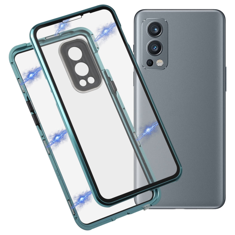 For OnePlus Nord 2 5G Full Cover Magnetic Metal Tempered Glass Phone Case