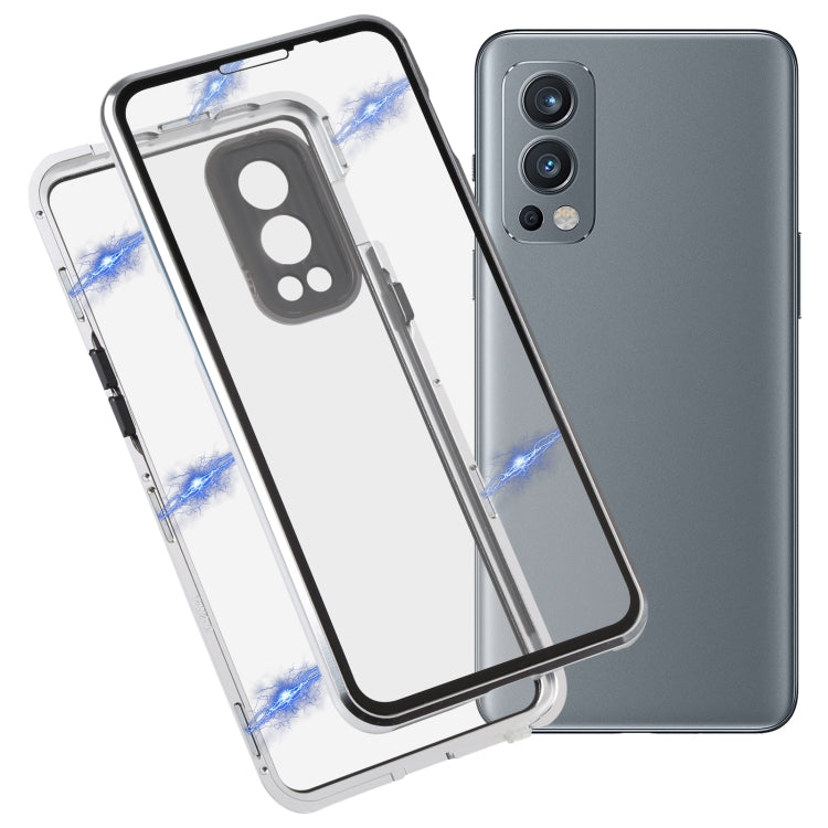 For OnePlus Nord 2 5G Full Cover Magnetic Metal Tempered Glass Phone Case