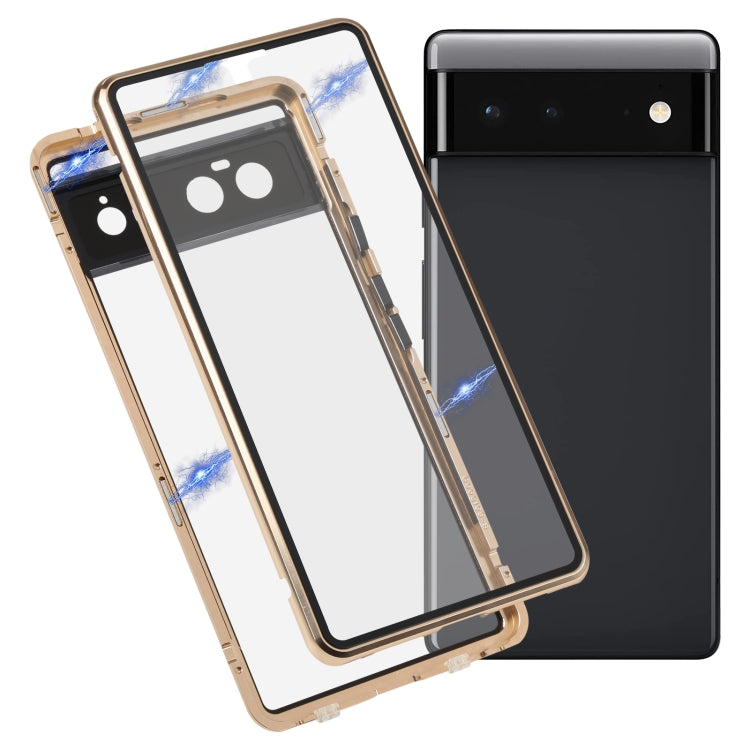 For Google Pixel 6 HD Magnetic Metal Tempered Glass Phone Case