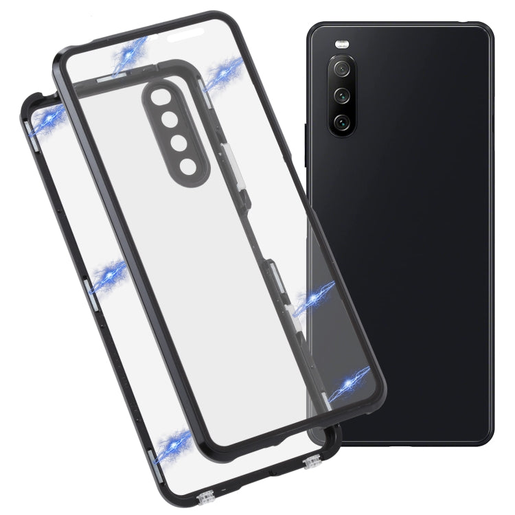 For Sony Xperia 10 III HD Magnetic Metal Tempered Glass Phone Case(Black)